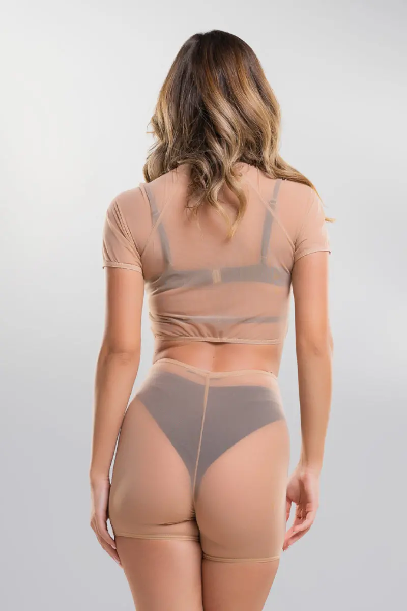 Paradise Chick Medusa Crop Top - Latte Mesh 2
