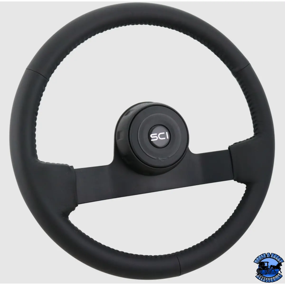 312-3015-77004 Steering Creations 16" Black Leather Eagle Wheel (3-Hole) 2-Spoke 1