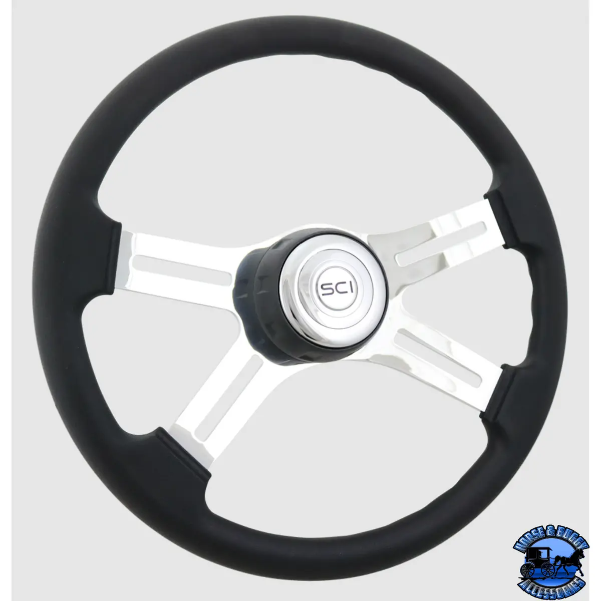 180-3015-77502 Steering Creations 18'' Classic Poly Chrome 4-Spoke Wheel (3-Hole) 1