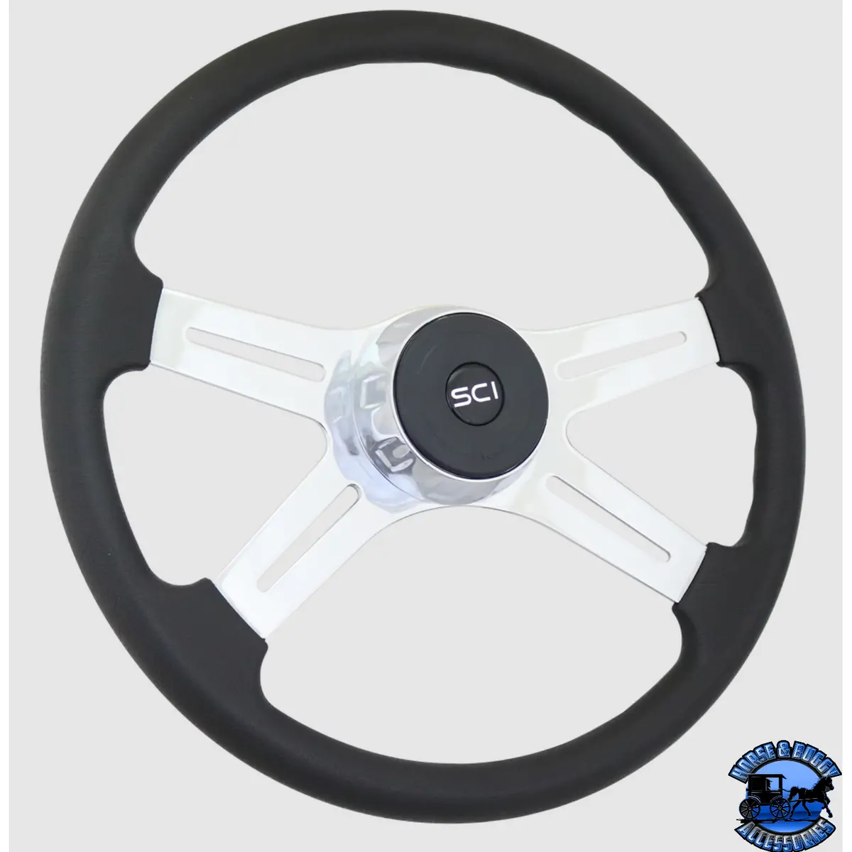 190-3003-7704 Steering Creations Convoy 18" Polyurethane Rim Chrome 4-Spoke Wheel (3-Hole) 1