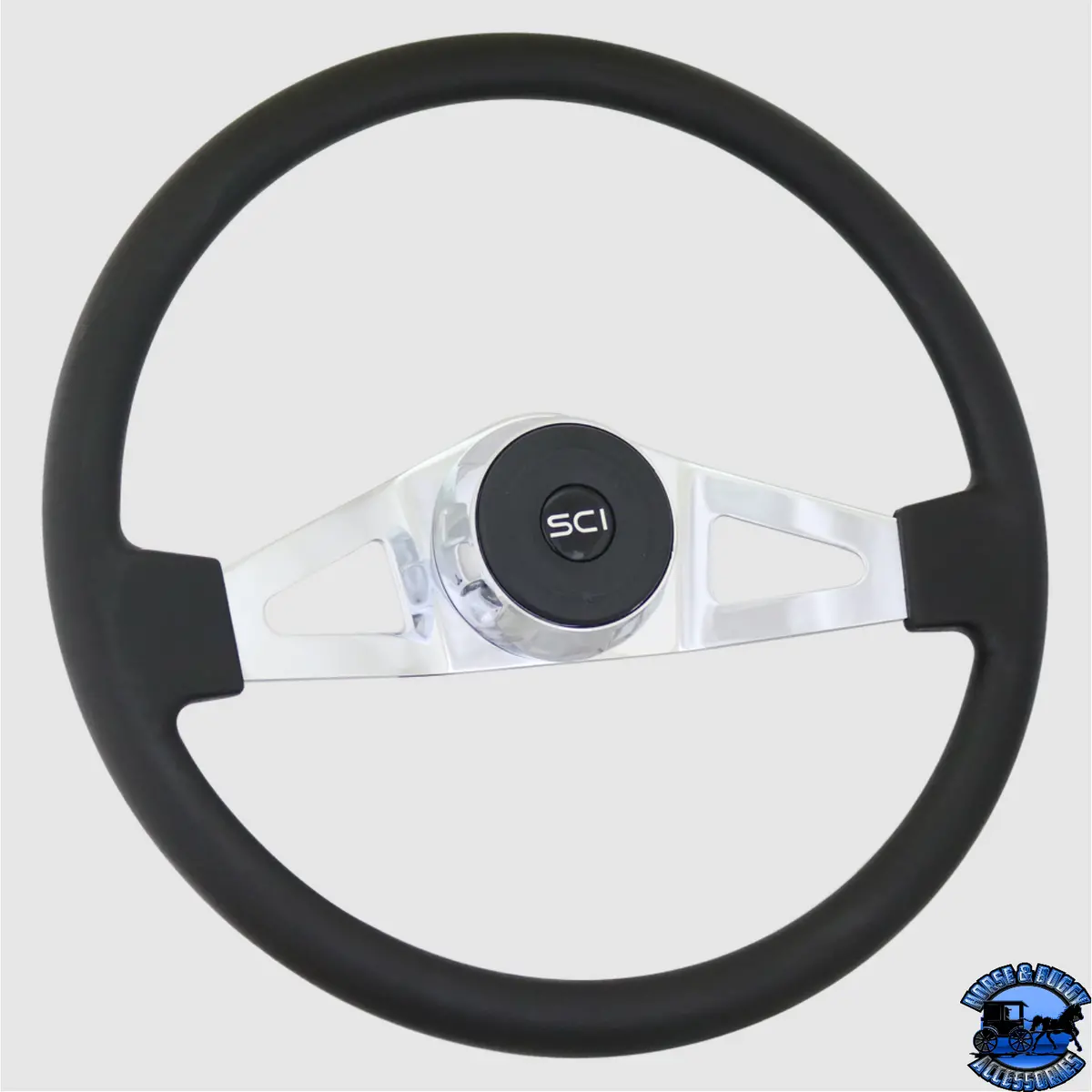 Steering Creations Guardian 18" Polyurethane Rim Chrome 2-Spoke Wheel (3-Hole) 1