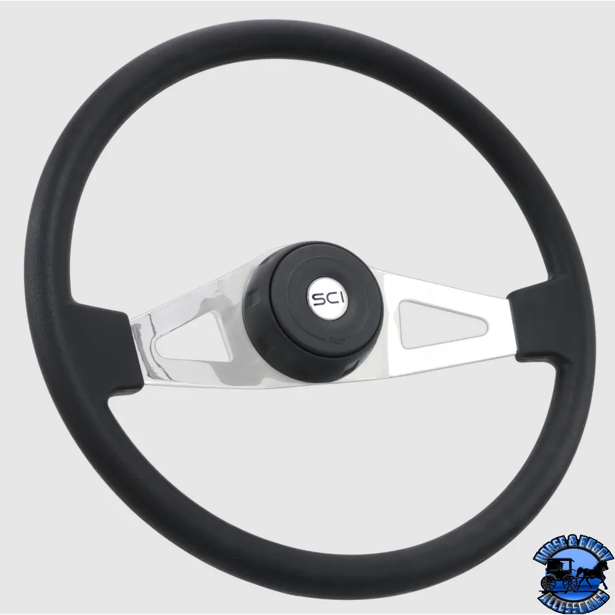 182-3015-77502 Steering Creations 18'' Jasper Poly Rim Polished Chrome 2-Spoke Wheel (3-Hole) 1