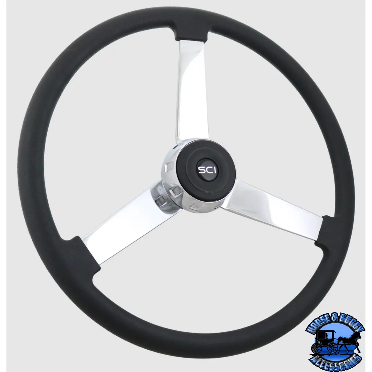111-3053-77004 Steering Creations "Lawrence" - 20" Polyurethane Rim, Chrome 3-Spoke Wheel 1