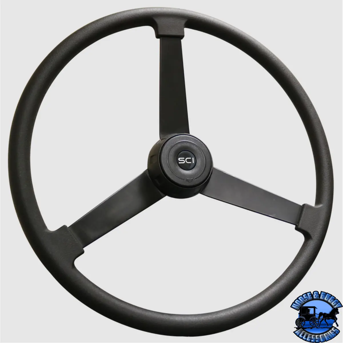 Steering Creations "Mammoth" - 22" Black Polyurethane Rim, Painted Black 3-Spoke Wheel With Black Bezel 1