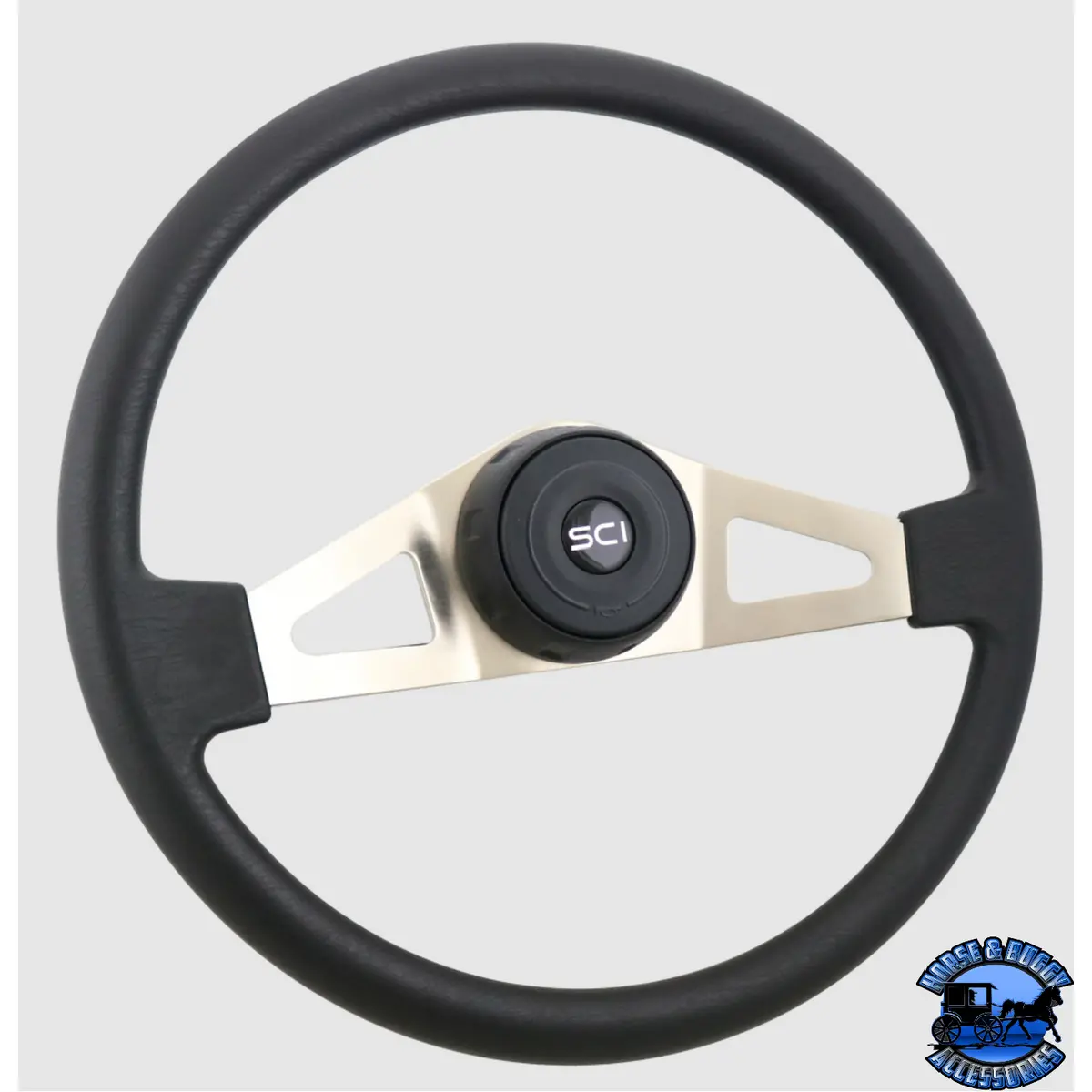 102-3015-77004 Steering Creations Pinion Poly Bn 18" Polyurethane Rim, Nickel Plated 2-Spoke Wheel (3-Hole) 1