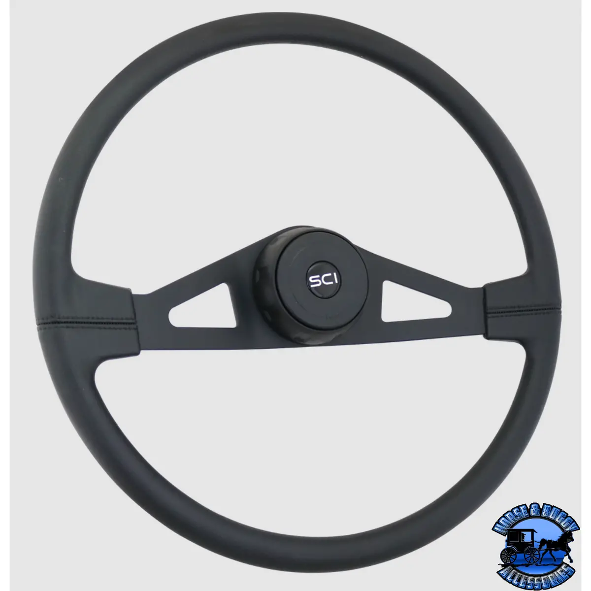 107-3015-77004 Steering Creations "Taft" - 20" Polyurethane Rim, Black 2-Spoke W/Triangle Cut Outs Wheel 1