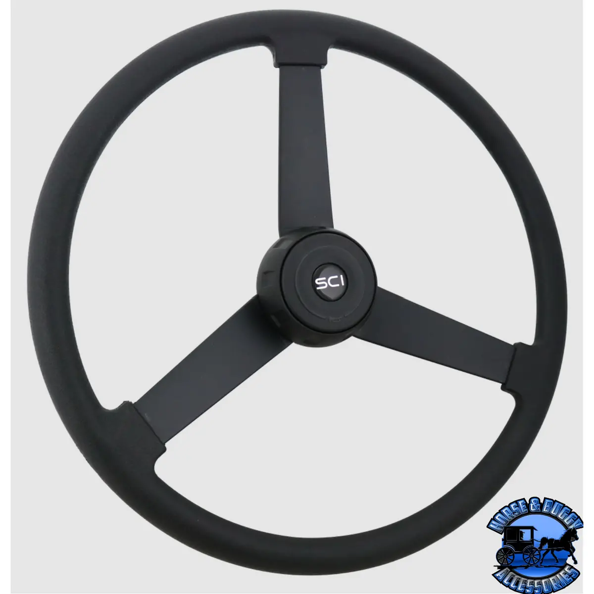 197-3097-77004 Steering Creations "The Beast" - 20" Black Polyurethane Rim, Painted Black 3-Spoke Wheel 1