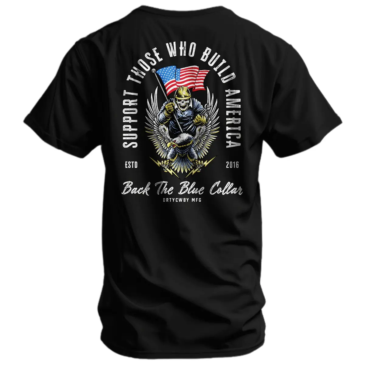 Support Those Who Build America. Back The Blue Collar Men's T-Shirt 1
