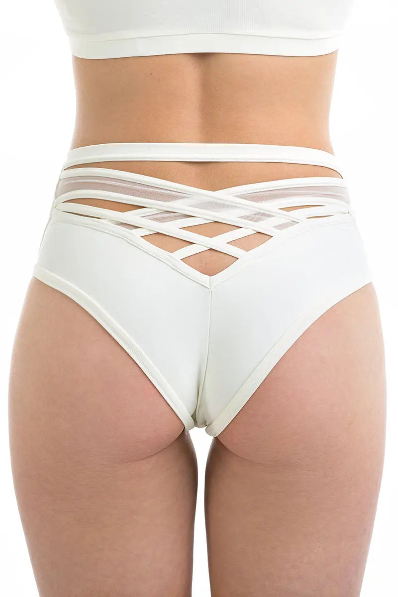 Poledancerka X High Leg Shorts - Ivory White 1