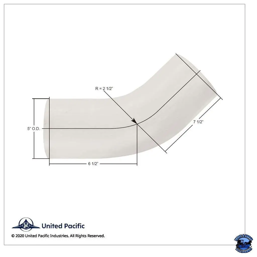 United Pacific Aluminized 45 Degree Exhaust Elbow For Kenworth Part No. 18341 2