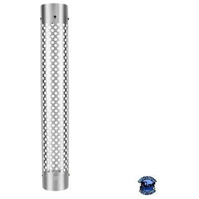United Pacific 48" Tall 180 Degree Stainless Exhaust Muffler Shield - Round Slot 1