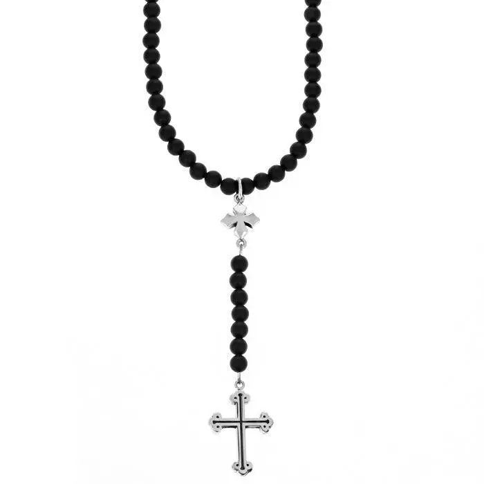 Beaded Rosary With Mb And Traditional Cross Black Chain By King Baby 1