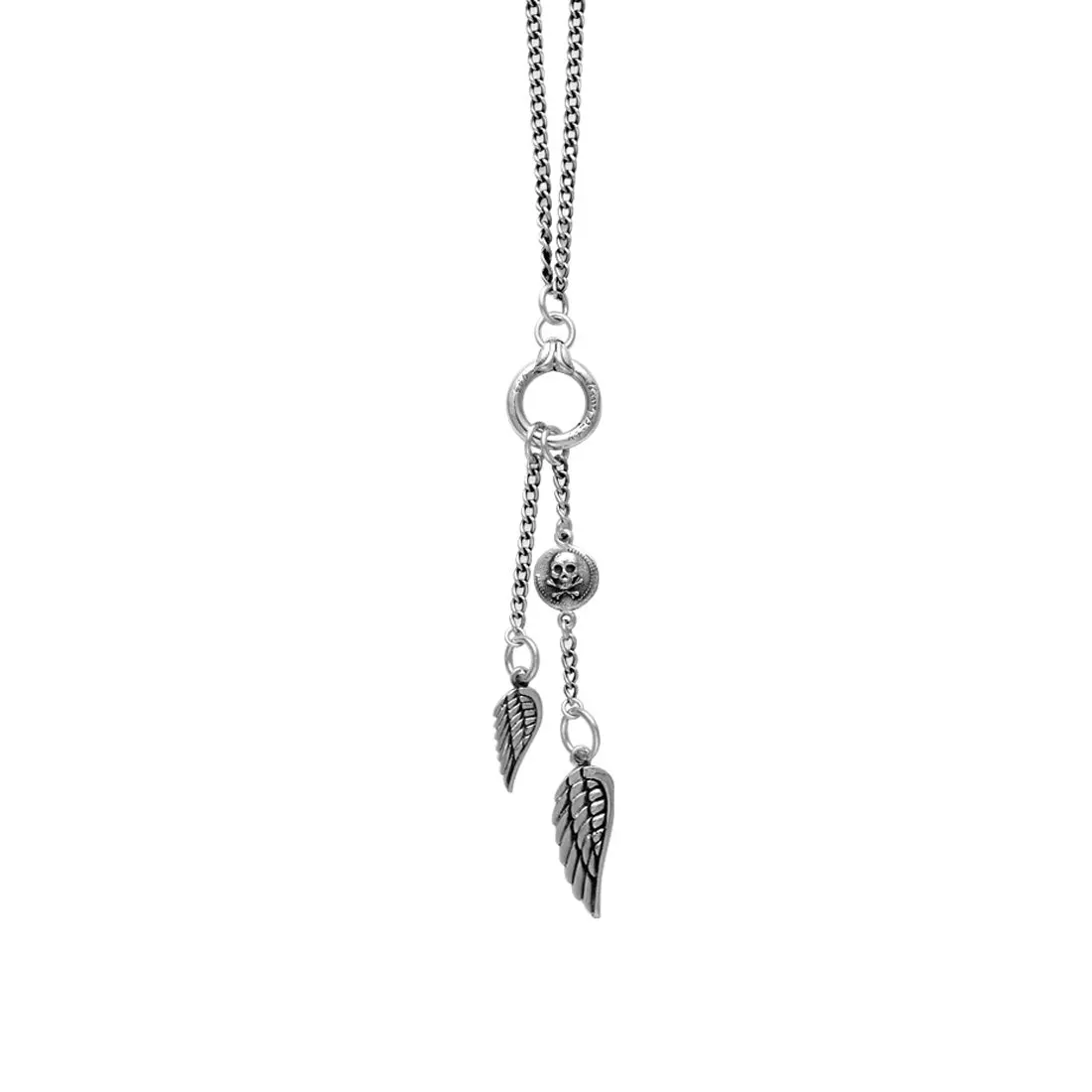 Fine Curb Necklace With Sliver Ring And Wing Drops By King Baby 1