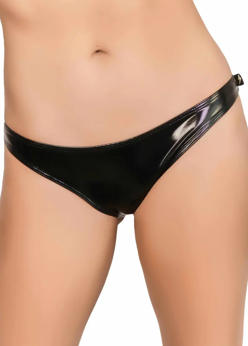 Cleo The Hurricane Heroine Liquid Scanty Pants - Black 1