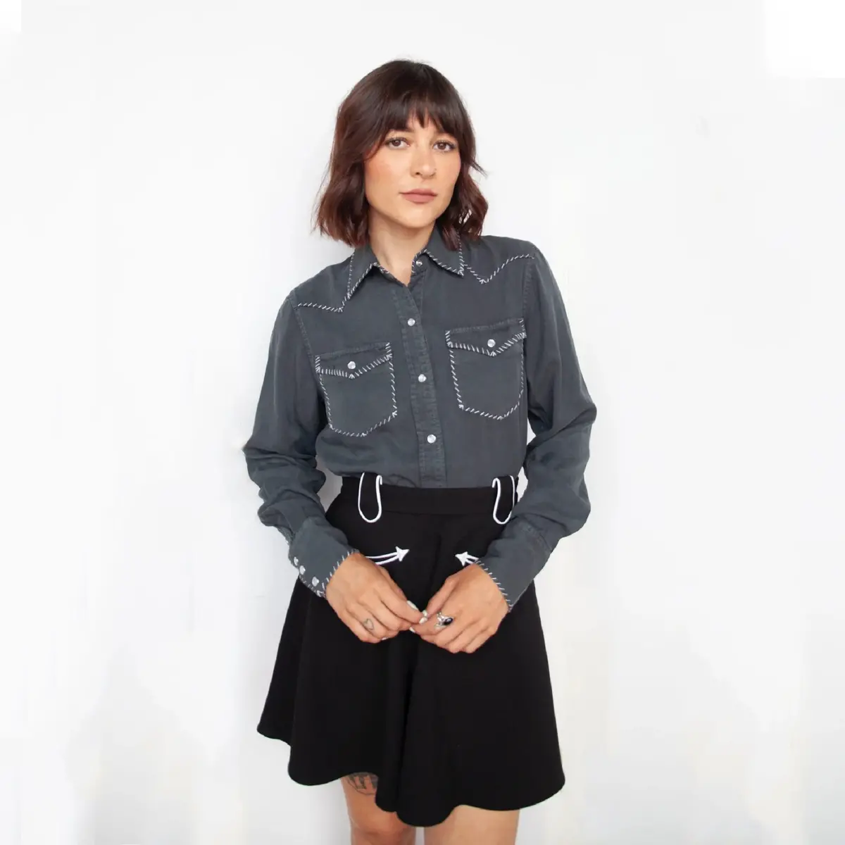 H Bar C Brooklyn Women's Shirt In Charcoal Slate 1