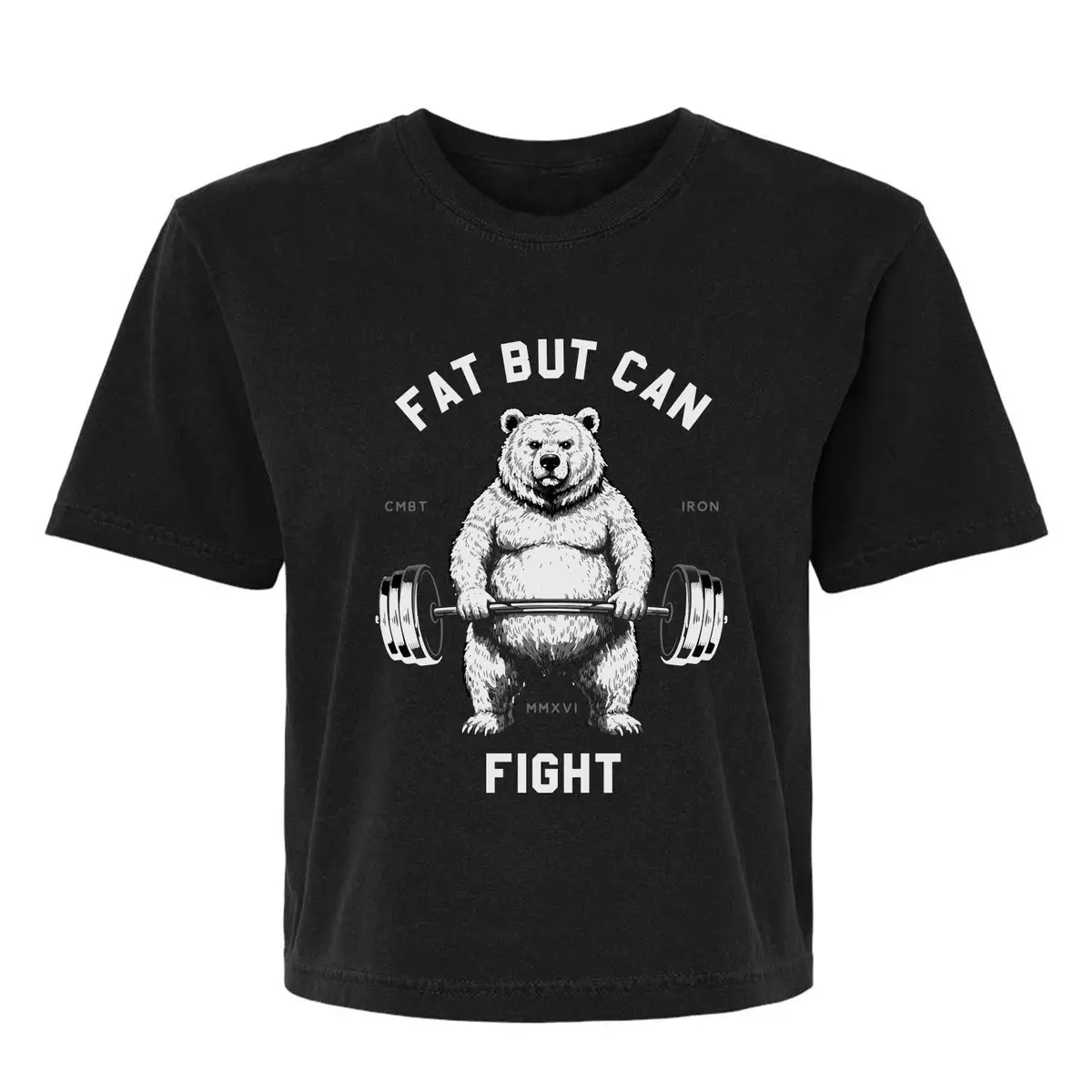 Fat But Can Fight Women's Heavyweight Crop Tee 1