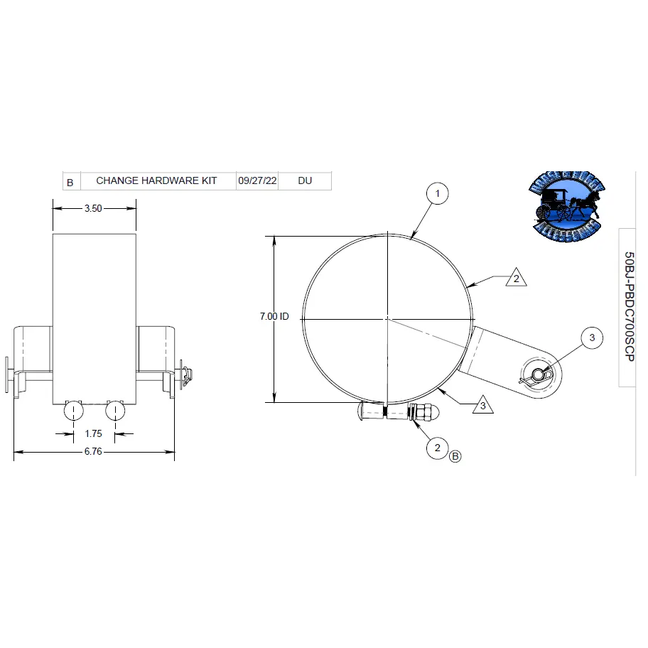 50Bj-Pbdc700scp Dynaflex 7'' (Heavy Duty) Slider Exhaust Clamp (Peterbilt 389 Daycabs Only) 1