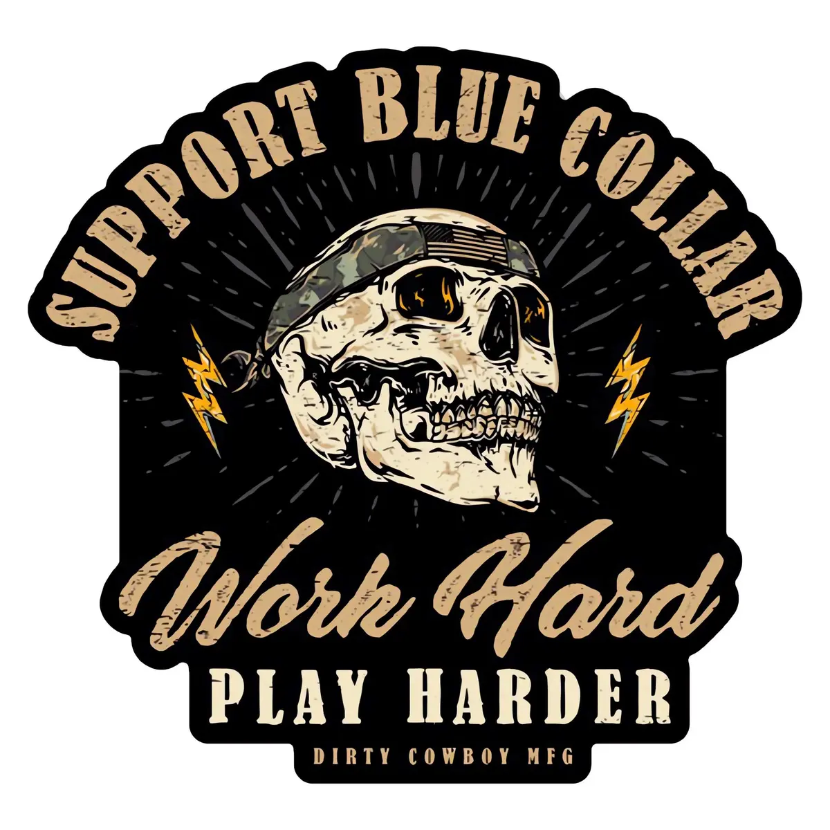 Work Hard Play Harder Blue Collar Decal 1