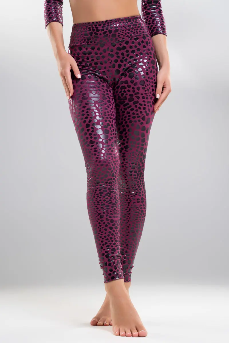 Paradise Chick Superhero Sticky High Waist Leggings - Magenta Chameleon 5