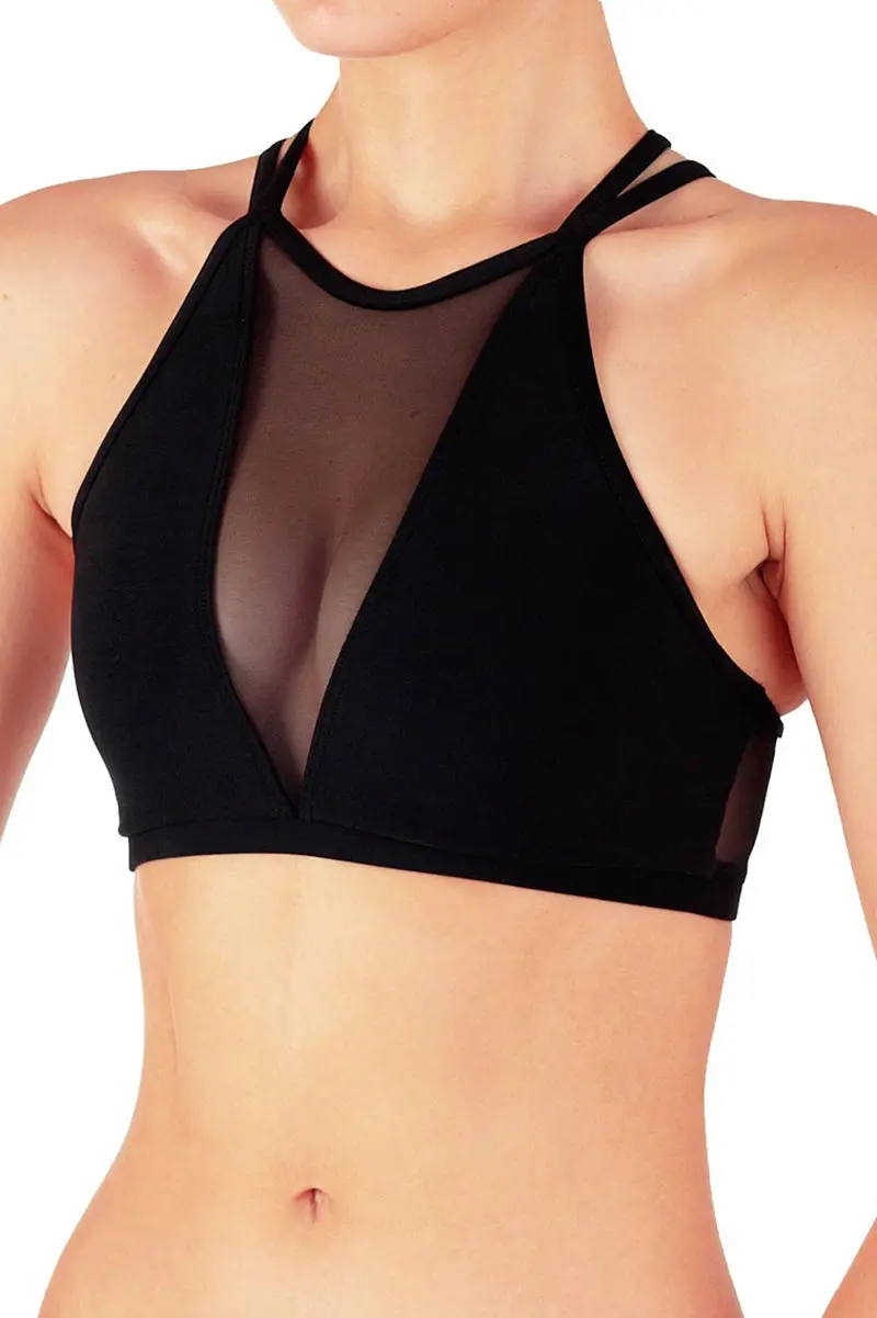 Dragonfly Victoria Sports Bra - Black Mesh 1