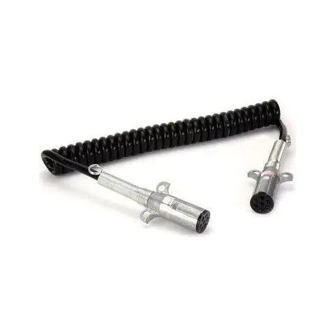 #590159  15' Seven Way Black Coiled Cord 1-72" Lead And 1-12" Lead 1