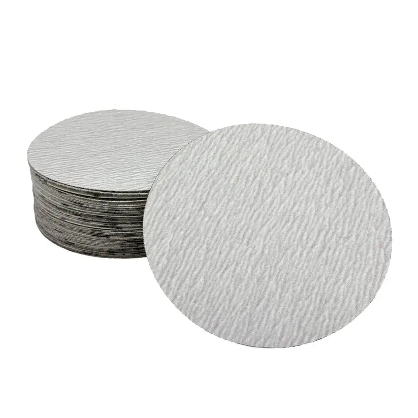 5" White/Gold Hook & Loop Aluminum Oxide Sanding Discs For Metal Polishing 1