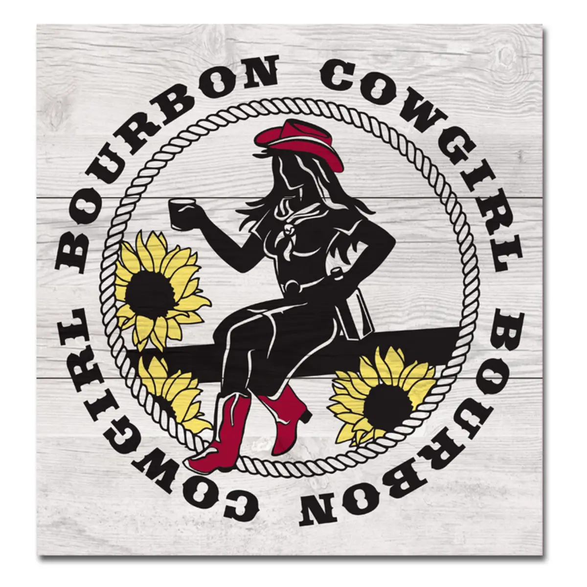 Bourbon Cowgirl Wall Art Wooden Sign 1