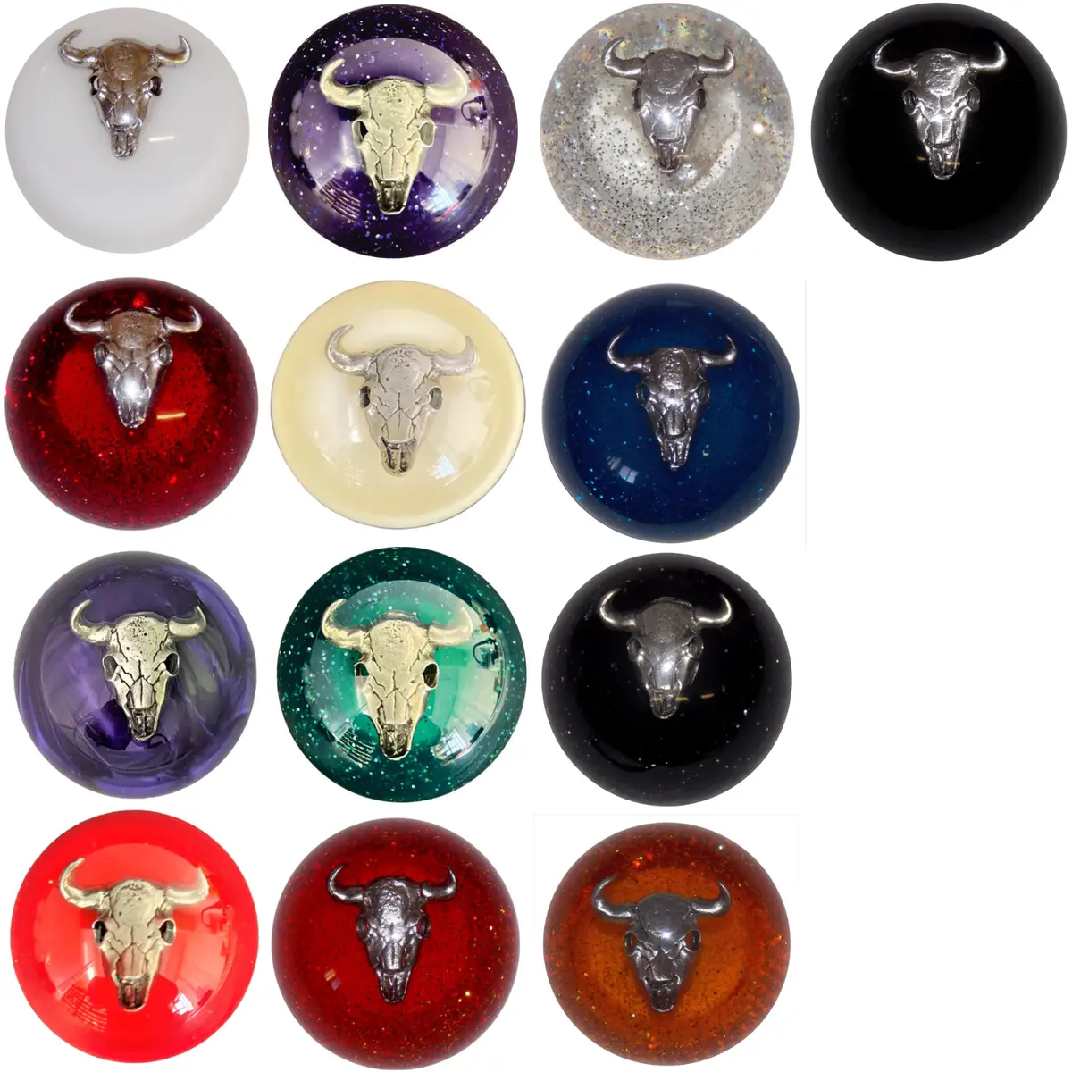 Cow Skull Shift Knobs (1/2"-13 Female Threads) Twisted Shifterz (Choose Color) 1