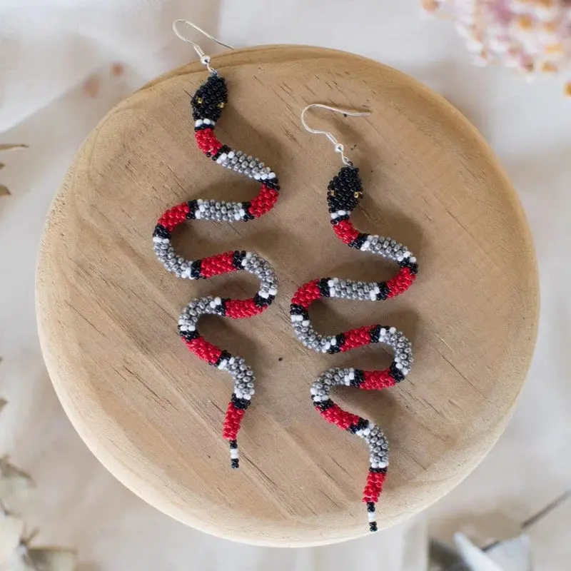 Zelda Beaded Snake Earrings - Hand Made Jewelry 1