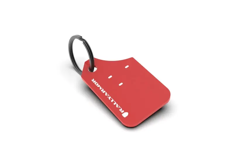 Rally Armor Mini Ur Mud Flap Keychain - Red W/ White Logo 1
