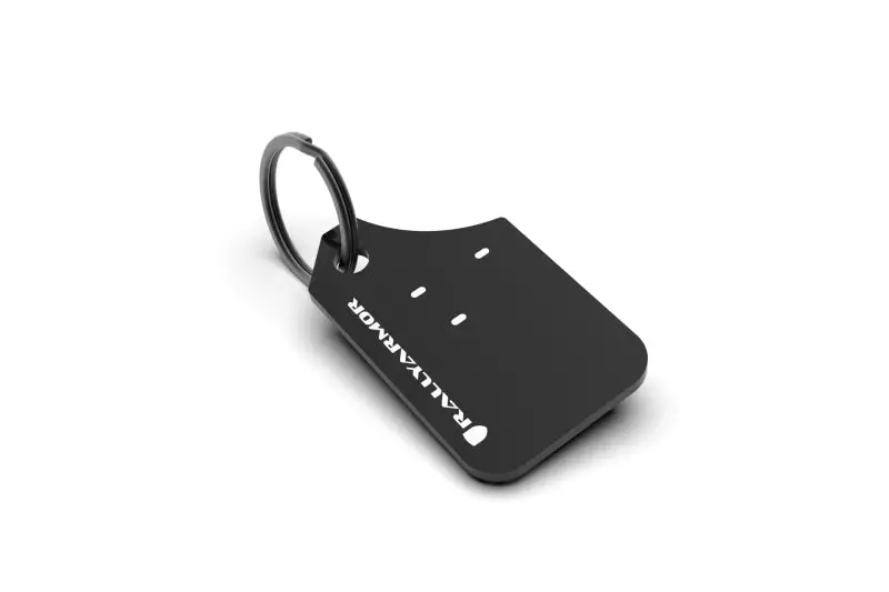 Rally Armor Mini Ur Mud Flap Keychain - Black W/ White Logo 1