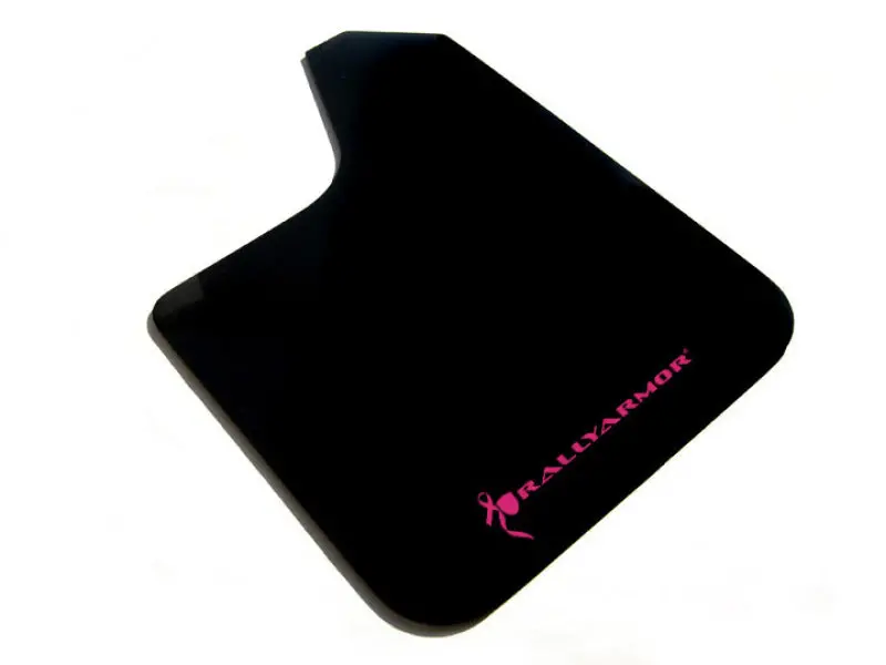 Rally Armor Universal Fit (No Hardware) Basic Black Mud Flap W/ Pink Logo 1