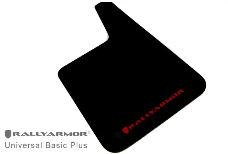 Rally Armor Universal Fit (No Hardware) Basic Plus Black Mud Flap W/ Red Logo 1