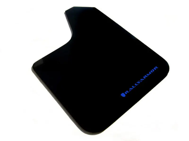 Rally Armor Universal Fit (No Hardware) Basic Black Mud Flap W/ Blue Logo 1