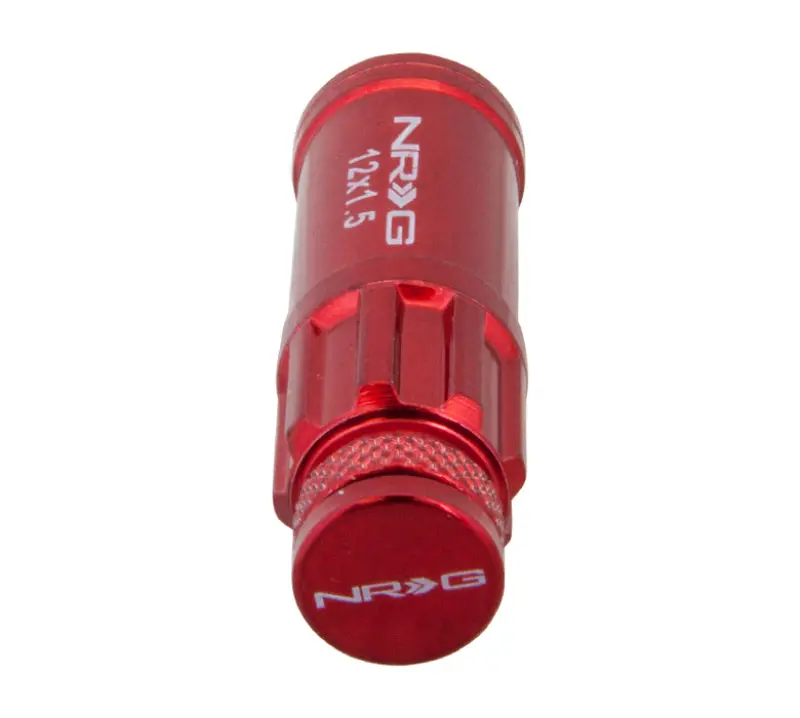 Nrg 700 Series M12 X 1.5 Steel Lug Nut W/Dust Cap Cover Set 21 Pc W/Locks & Lock Socket - Red 1