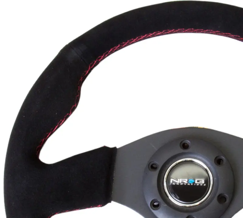 Nrg Reinforced Steering Wheel (320Mm) Suede W/Red Stitch 1