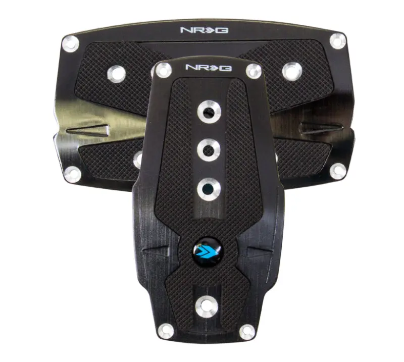 Nrg Brushed Aluminum Sport Pedal A/T - Black W/Black Rubber Inserts 1