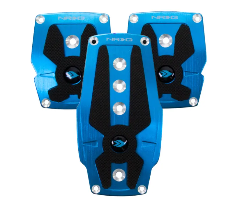 Nrg Brushed Aluminum Sport Pedal M/T - Blue W/Black Rubber Inserts 1