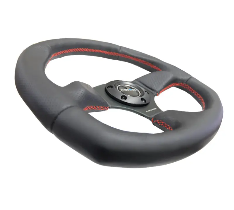 Nrg Reinforced Steering Wheel (320Mm Horizontal / 330Mm Vertical) Leather W/Red Stitching 1
