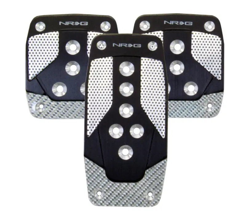 Nrg Aluminum Sport Pedal M/T - Black W/Silver Carbon 1