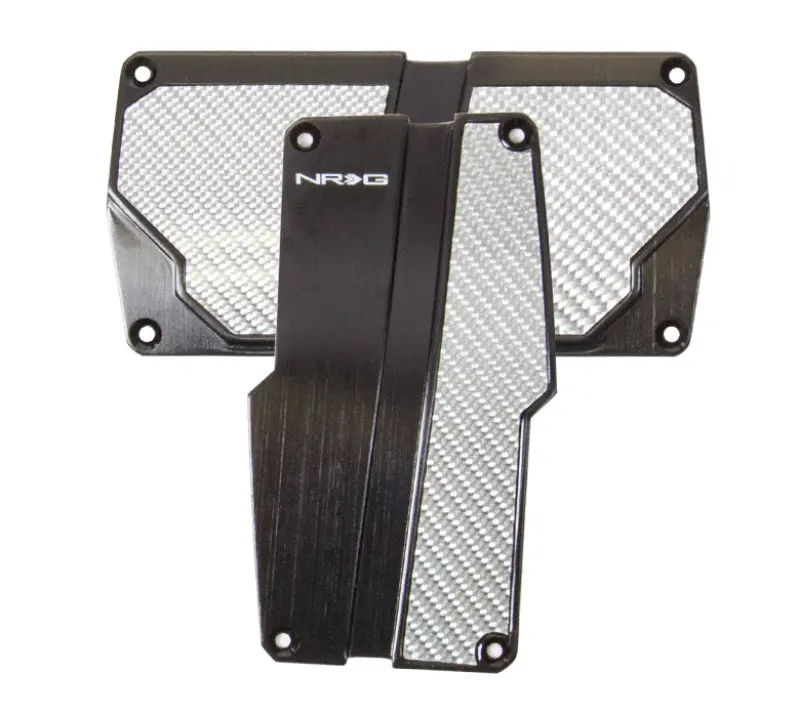 Nrg Brushed Aluminum Sport Pedal A/T - Black W/Silver Carbon 1