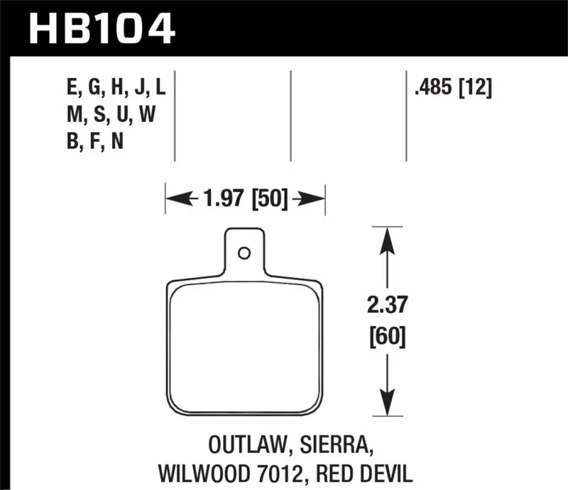 Hawk Sierra/Outlaw/Wilwood Hp+ Street Brake Pads 1