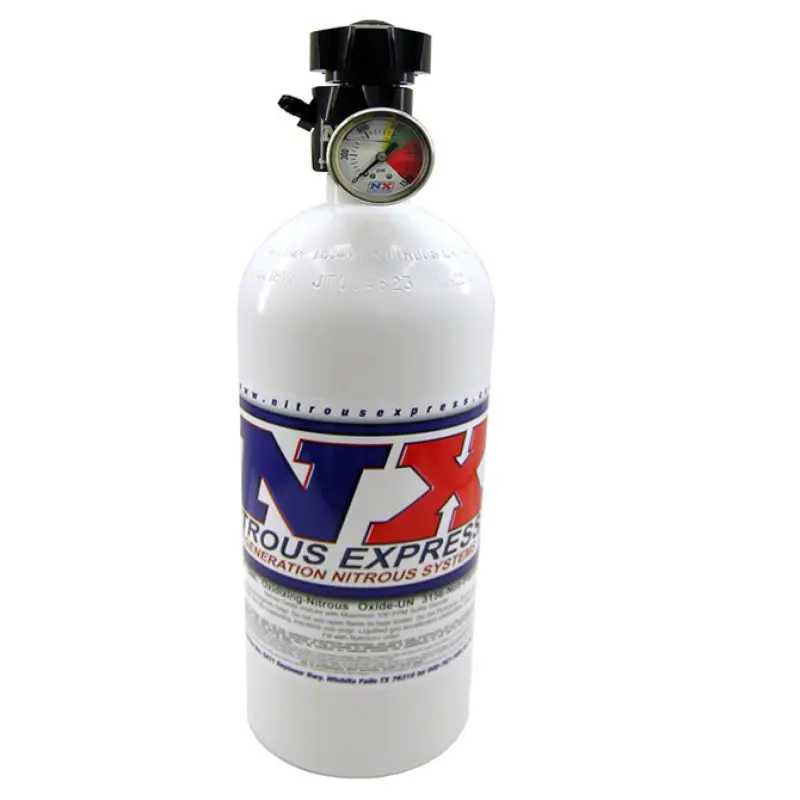 Nitrous Express 10Lb Bottle W/Lightning 500 Valve (6.89 Dia X 20.19 Tall) W/Gauge 1