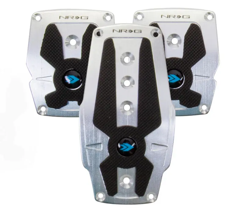 Nrg Brushed Aluminum Sport Pedal M/T - Silver W/Black Rubber Inserts 1